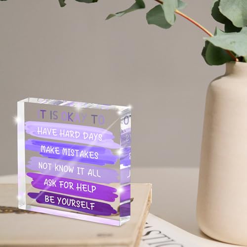Purple Acrylic Desk Sign - 'It Is Okay To...' Affirmation Decor