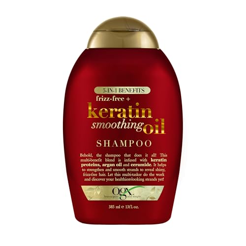 OGX Frizz-Free Keratin Smoothing Oil Shampoo, 13 fl oz