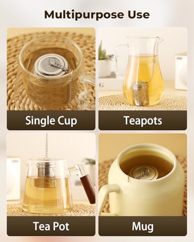 House Again 2-Pack Stainless Steel Tea Strainers with Chain Hook