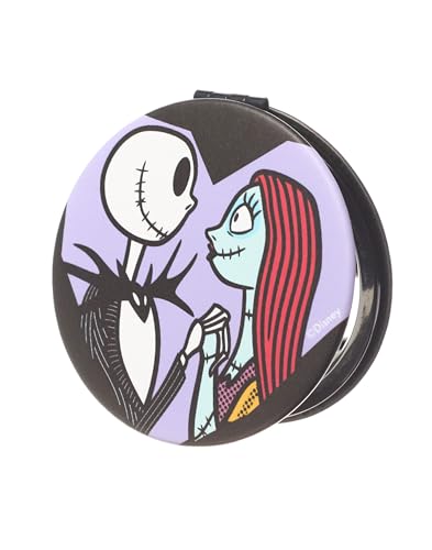 Disney Nightmare Before Christmas Makeup Bag & Mirror Set with Jack & Sally - Cosmetic Pouch for Travel & Daily Use