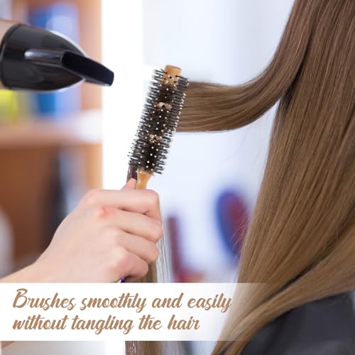 Bamboo Round Hair Brush for Blow Drying - Gentle Nylon Bristles
