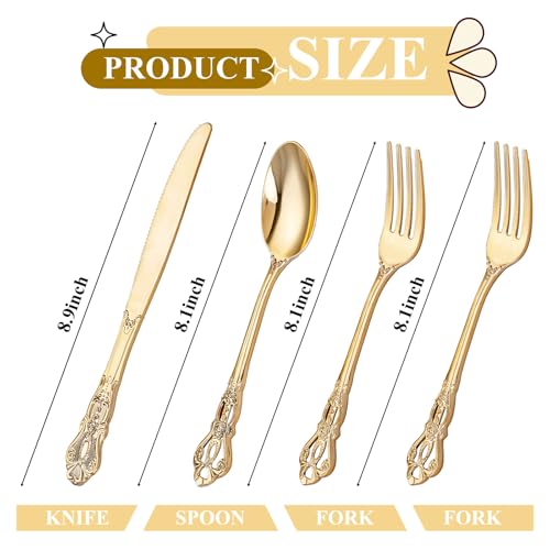40PCS Gold Plastic Silverware Set - Elegant Disposable Cutlery for Parties