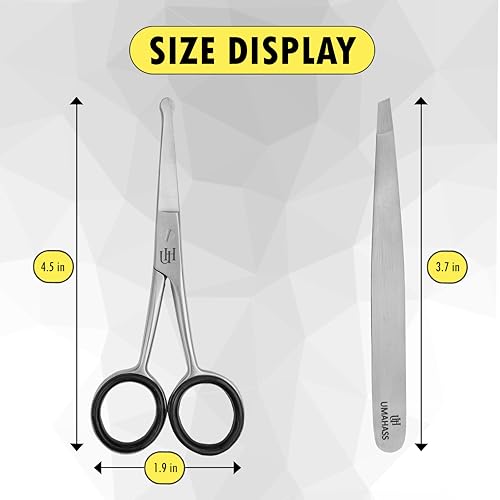 UMAHASS Nose & Ear Hair Scissors - Safety Rounded Tip Trimming Kit for Men & Women