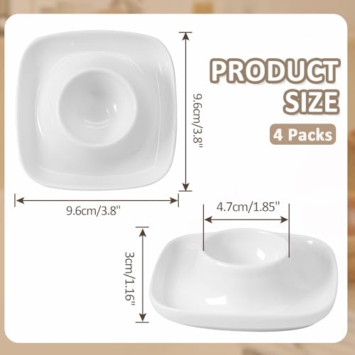 4 Pack Square Ceramic Egg Cups - Elegant Holders for Breakfast