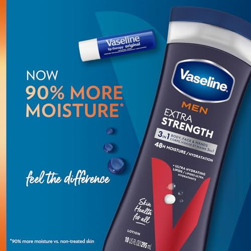Vaseline Men's 3-in-1 Body, Face & Hand Lotion with Lip Balm Set - 10 Oz