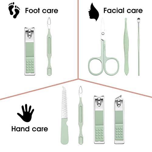 7-Piece Professional Manicure Set with Green Leather Bag