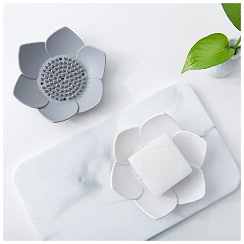 Silicone Soap Tray Holder with Automatic Drainage - 4 Pack