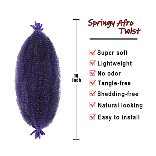 Kossys 16 Inch Afro Twist Braiding Hair - Pre-Separated 8 Pack (Tpurple)