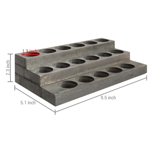 Gray Wood 3-Tier Essential Oil Display Stand - Holds 17 Bottles