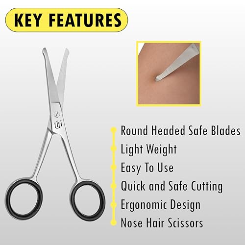 UMAHASS Nose & Ear Hair Scissors - Safety Rounded Tip Trimming Kit for Men & Women