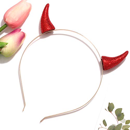 NVENF Glitter 3D Devil Horns Headband for Halloween Costume Party Accessory