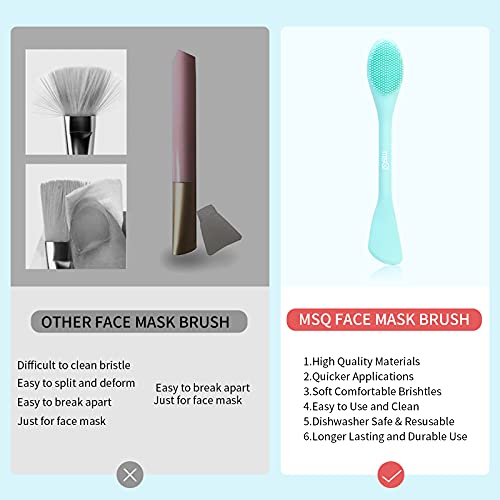 MSQ Silicone Face Mask Brush Pink & Blue Double-End Facial Cleansing Tool