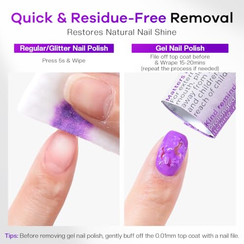 Glamonade Acetone Nail Polish Remover Pads 100PCS - Fast Gel & Lacquer Removal