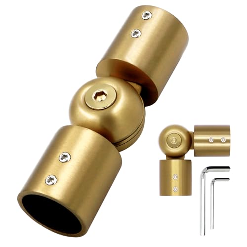 Adjustable Corner Curtain Rod Connector for 1 Inch Bay Windows - Gold