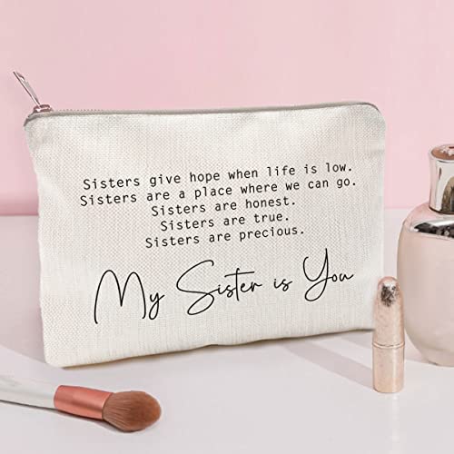 Sister Makeup Case Gift - Motivational Cosmetic Bag for Sisters
