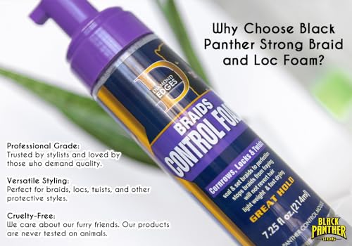 Black Panther Braids Control Foam - Hair Styling Mousse for Braids & Twists, 7.25 fl oz
