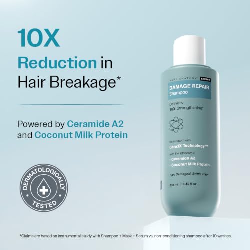 Bare Anatomy Damage Repair Hair Shampoo 8.4 Fl Oz – Strengthening & Damage Reversal for Damaged, Dry, Frizzy Hair