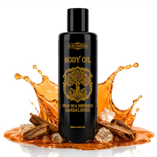 Alicemera Sandalwood Body Oil for Men - Fast-Absorbing Moisture 6.76 Fl Oz