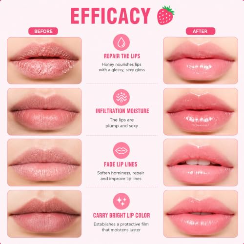 Miniling Honey & Fruit Lip Mask Set - 4 Pack Moisturizing Balm Treatment