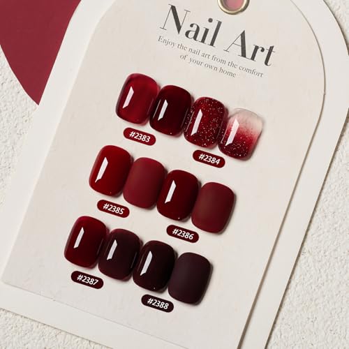 GAOY 6 Colors Red Glitter Gel Nail Polish Set - UV/LED Cure