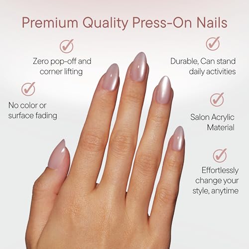 Celebritips Short Almond Press-On Nails - She Wears Crystals, 32 Nails Kit with Glue