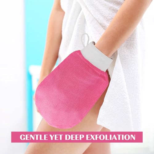FoldTier Rose Red Exfoliating Body Glove 20 Pcs - Deep Skin Scrubber for Men & Women