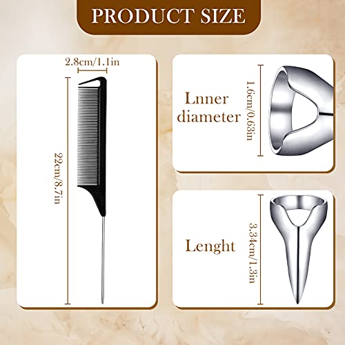 Hair Parting Rings Set with Steel Comb - 9 Pieces for Braiding