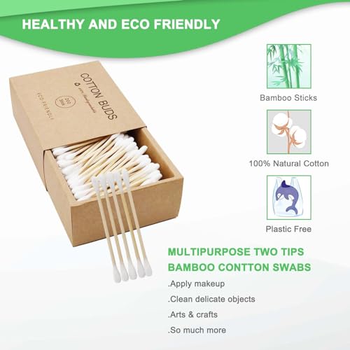 400 Eco-Friendly Bamboo Cotton Swabs | Biodegradable Q Tips