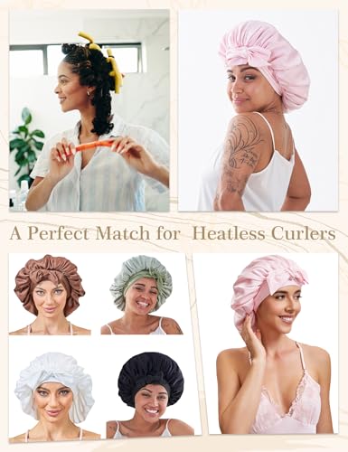 KAAHYNNO Silk Satin Hair Bonnet for Sleeping - Midnight Black Anti-Frizz