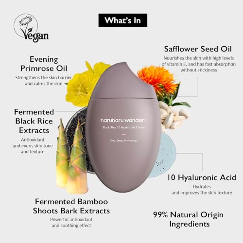 Haruharu Wonder Black Rice Hyaluronic Cream 1.6oz Lavender Scent - Vegan Skincare