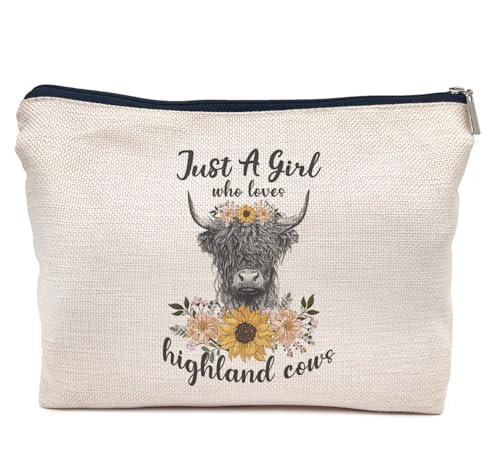 Highland Cow Makeup Bag - Stylish Travel Toiletry Bag for Women