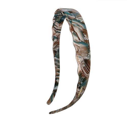 LAYONGMOLI Blue Marble Acetate Headband for Women, Non-Slip Hair Band