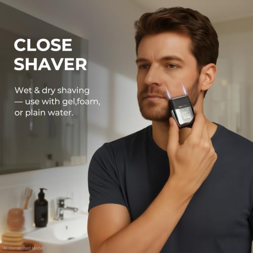 PRITECH Mini Electric Foil Shaver for Men - Portable Waterproof Razor, Black