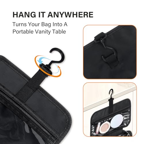 LANDFOBO Black Hanging Toiletry Bag for Travel - 4 Compartments