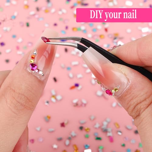 2000Pcs Colorful 3D Rhinestone Nail Art Charms - Geometric Shapes