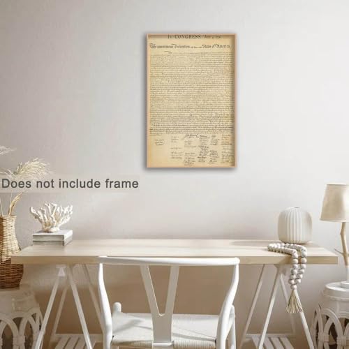 Vintage Declaration of Independence Canvas Wall Art - 12x18 Unframed