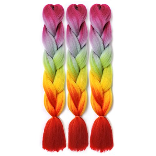 VCKOVCKO Rainbow Ombre Jumbo Braid Hair Extensions - 24"