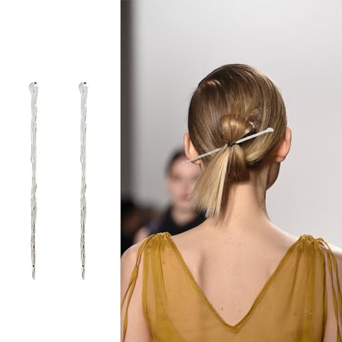 LELEVTXP Alloy Hair Chopsticks 2-Pack Minimalist Bun Jewelry for Long Thick Hair