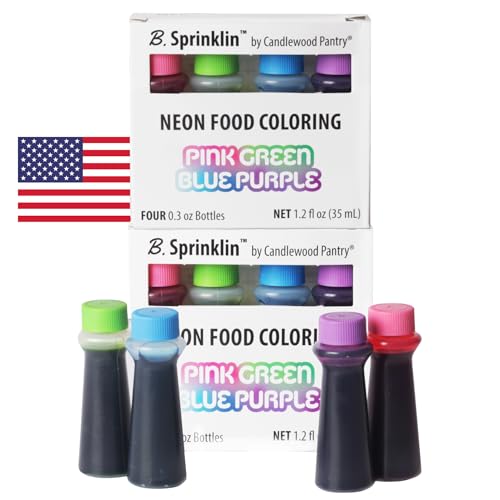 B. Sprinklin Neon Food Coloring Set of 8 - Pink, Blue, Green, Purple