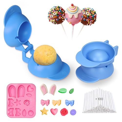 Round Cake Pop Mold Set - 2 Molds & 100 Sticks for Baking
