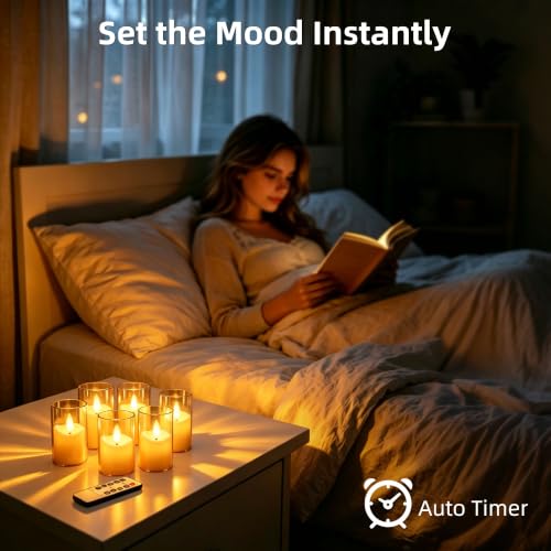 Rechargeable Flameless Tea Lights with Remote & Timer - Set of 6 Amber