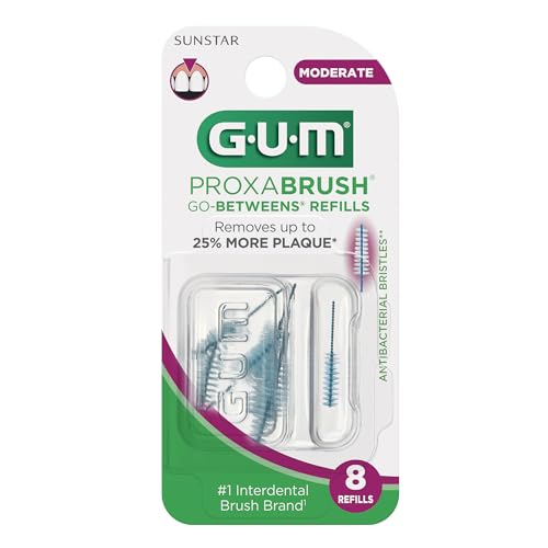 GUM Proxabrush Go-Betweens Moderate Refills 8 Count Pack of 6 – Interdental Dental Brush Refill