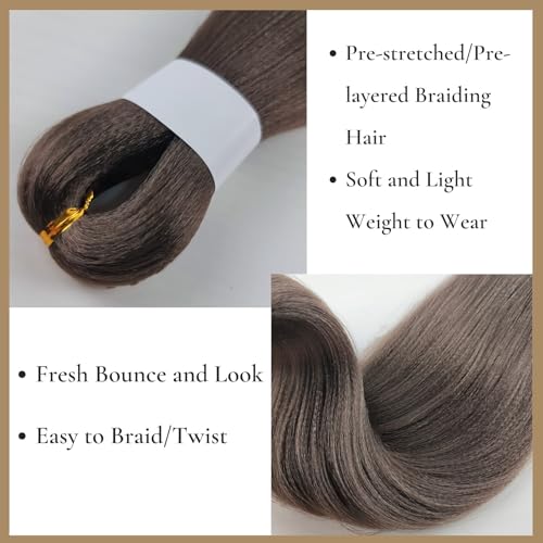 Gozill 16 Inch Dark Brown Pre Stretched Boho Braiding Hair for Short Deep Wave Braid - Pack of 6