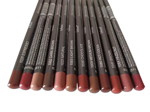 12-Piece Ultra Fine Brown Lip & Eye Liner Set - Precise, Long-Lasting Makeup