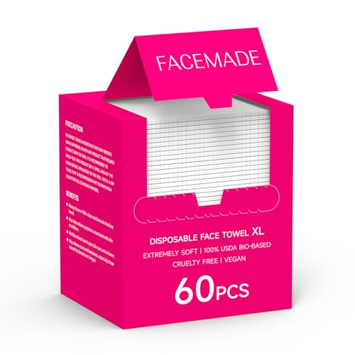 FACEMADE Disposable Face Towels - Biobased, Ultra-Soft & Absorbent, Large 60 Pack