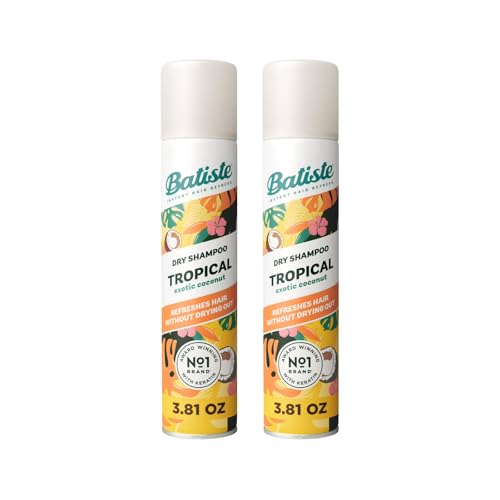 Batiste Tropical Dry Shampoo - 2 Pack, 3.81 OZ Each, Waterless Formula for Clean Hair & Volume
