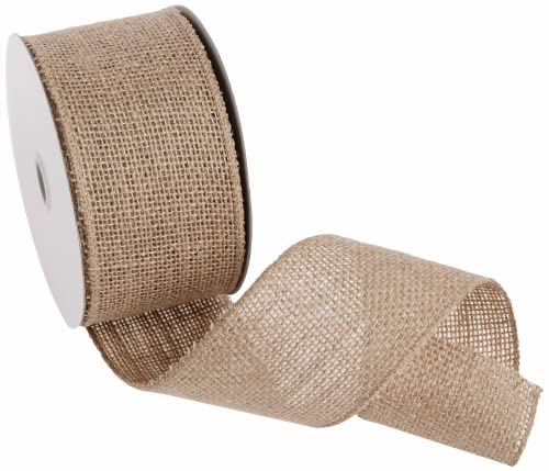 Morex Natural Burlap Wired Ribbon - 2.5" x 10 Yd for Crafts
