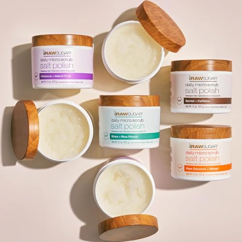 Raw Sugar Daily Micro Salt Body Scrub - Brightening & Exfoliating 15 oz
