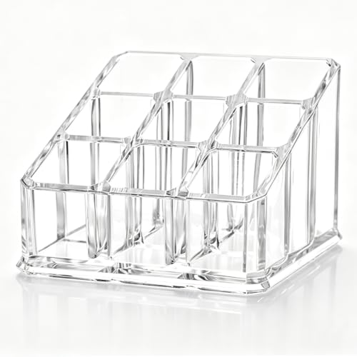 Lipstick Organizer with 9 Slots - Clear Acrylic Holder for Makeup
