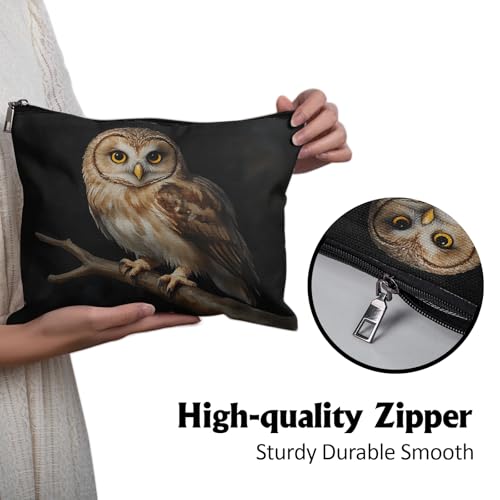 Majestic Perched Owl Makeup Bag - Large Capacity Travel Pouch